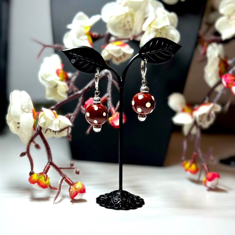 Red & White Dotted Earrings